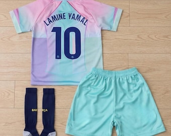 Barcelona Inspired Soccer Kit for Kids Adults, Football Jersey Set with Shorts & Socks, V-Neck Athletic Uniform, Youth Unisex Sportswear