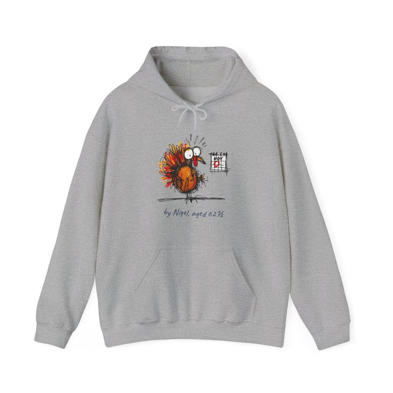 Funny Thanksgiving Turkey Hoodie | Worried Turkey Calendar Hoodie | Thanksgiving Joke Gift | Turkey Day Humor | Almost Athletic Club image 6
