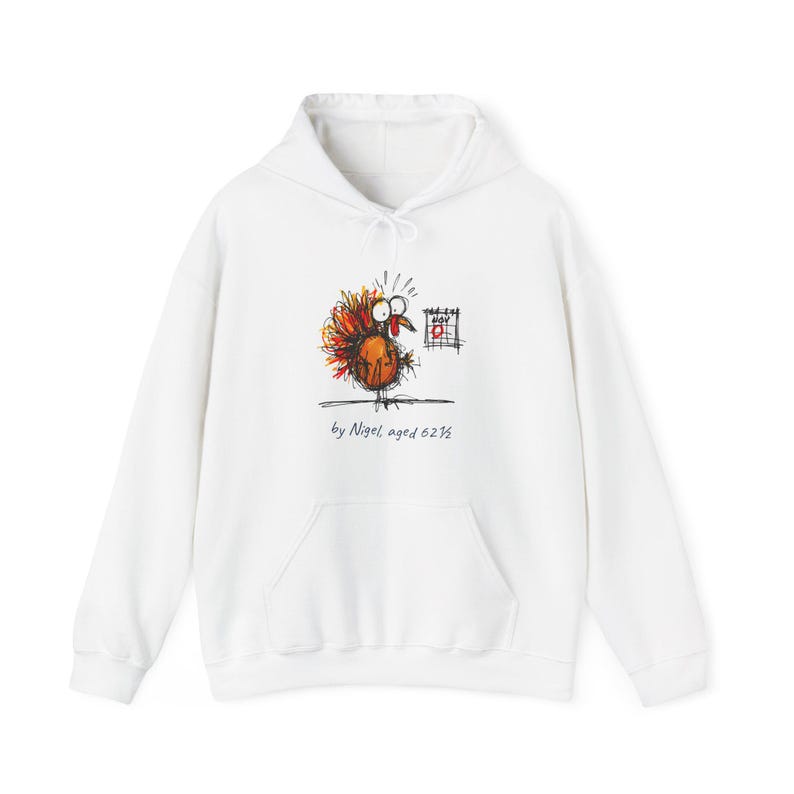 Funny Thanksgiving Turkey Hoodie | Worried Turkey Calendar Hoodie | Thanksgiving Joke Gift | Turkey Day Humor | Almost Athletic Club image 2