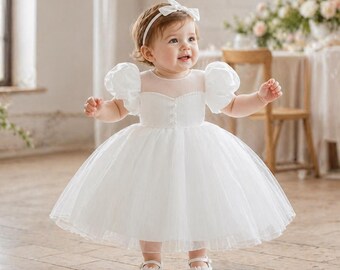 Elegant Baby Girl 1st Birthday Dress – Luxury Beaded Baptism Dress, Princess Toddler Party Dress, Flower Girl Outfit, Christening Gown
