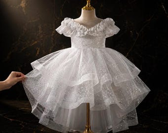 Girls Lace Princess Dress – Flower Girl Wedding, Piano Performance Outfit