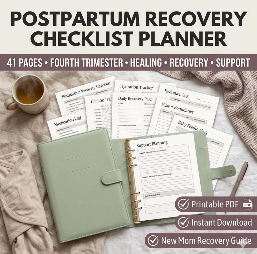 Postpartum Recovery Checklist Planner Printable PDF, Fourth Trimester ...