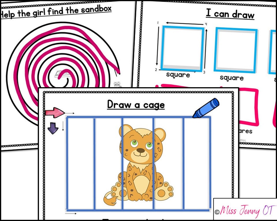 Preschool Prewriting Worksheets for Occupational Therapy Fine Etsy