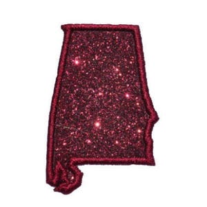 State of Alabama 2.5 or 4 inch Sparkle Glitter Patch Alabama Glitter Patch Trucker Hat Patch Iron on Sew on State Patch NO GLITTER MESS