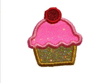 Pink Strawberry Cupcake with Hearts Sew On Patch