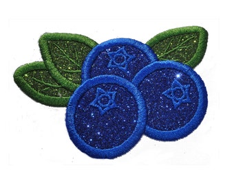 Blueberry blueberries 3.5 inch glitter sparkle iron on Patch! GL240