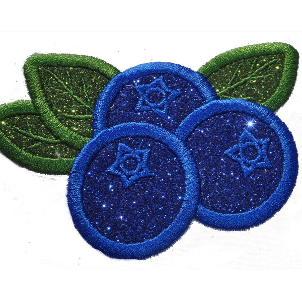 Blueberry blueberries 3.5 inch glitter sparkle iron on Patch! GL240