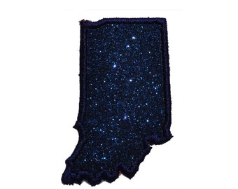 State of Indiana 2.5 or 4 inch Sparkle Glitter Patch Iron or Sew on Vinyl NO GLITTER MESS (All H)