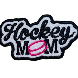 Hockey Mom Patch Hockey Patch Glitter Patch Bar down hat trick Sparkle Iron on sew on Patch 3 or 4 inch wide HC13