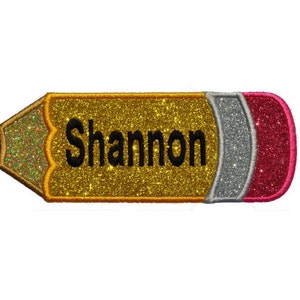 Teacher Patch Pencil Teacher Gift Personalized Pencil NO MESS Glitter Sparkle Patch Iron on Sew on Vinyl GL162