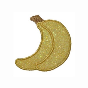 Banana Patch Banana Glitter Patch Iron on Patch Sew on Patch Patch with bananas Glitter Patch Embroidered Patch NO GLITTER MESS GL362