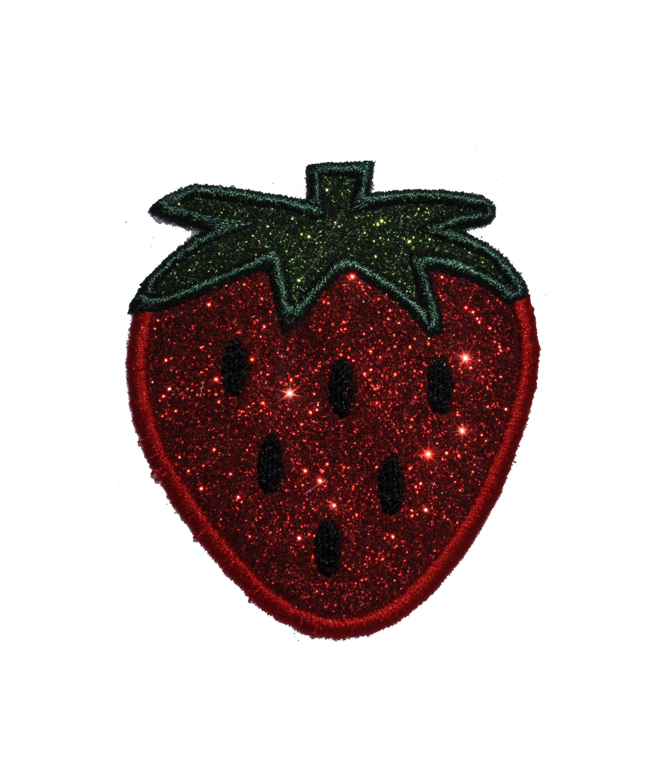 Strawberry Fruit 2 5 Or 3 5 Inch Glitter Sparkle Iron On Etsy