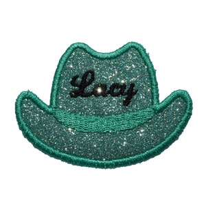 Parche personalizado con purpurina para sombrero de vaquero, parche para sombrero de vaquera, parche personalizado, bordado para planchar, coser en vinilo, sin purpurina. GL186