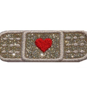 Bandaid Glitter Patch Bandaid with Heart Bandage Glitter Patch Gift for Nurse  Applique Iron on Sew on Band-Aid Vinyl NO GLITTER MESS! GL257