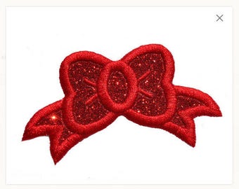 Fancy Bow in Red, Pink or Purple Sparkle Glitter Patch -  Iron or Sew on Vinyl - NO GLITTER MESS ! GL113