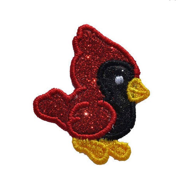 Cardinal st. louis native bird  -  Iron or Sew on Vinyl - NO GLITTER MESS ! GL128 (H)