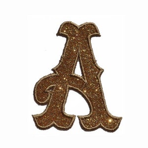 Parche de letras con purpurina y diseño gótico inglés antiguo Fishtail: para planchar o coser sobre tela de vinilo. ¡SIN BRILLO! GL340