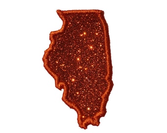 State of Illinois 2.5 or 4 inch Sparkle Glitter Patch -  Iron or Sew on Vinyl - NO GLITTER MESS !