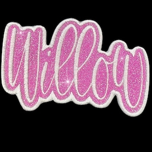 Personalized Glitter Patch Girly Gift Name Patch Custom Embroidered Iron On Patch Sew On Patches No Mess Sparkle DIY Embroidery GL437