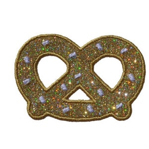 Pretzel 3 inch Sparkle Glitter Patch -  Iron or Sew on Vinyl - NO GLITTER MESS ! GL356