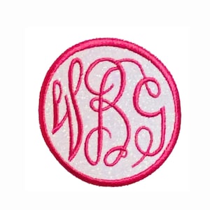 Personalized Glitter Script Monogram Patch Embroidered Glitter Patch Iron-on Patch with Monogram Iron on Patch Sew on patch circle monogram