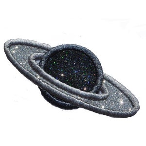 Saturn Glitter Patch Planet Glitter Patch Iron on Sew on Glitter space patch sparkle bling embroidered glitter patch NO GLITTER MESS GL321