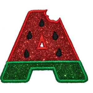 Patch de letra com glitter e melancia - Vinil para passar a ferro ou costurar - SEM SUJEIRA COM GLITTER! GL167