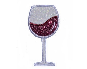 Wine Glass Liquor Drink 3 inch glitter sparkle iron on Patch! GL342