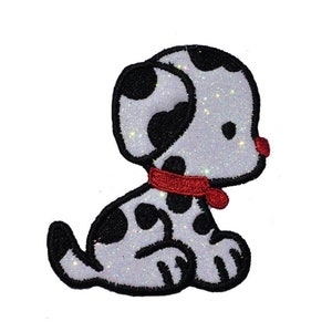 Dalmation puppy Dog Puppy Dalmation 3 inch Sparkle Vinyl Iron On Patch! GL433 (H)