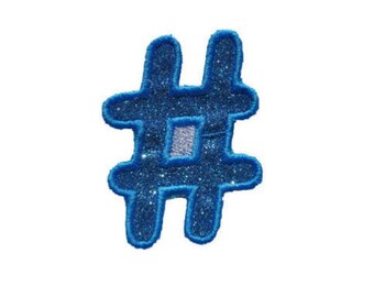 Hashtag Twitter Sparkle Glitter Patch -  Iron or Sew on Vinyl - NO GLITTER MESS ! GL65
