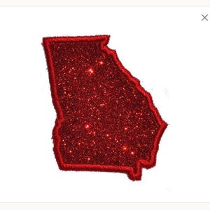 Georgia Glitter Patch Embroidered State of Georgia 2.5 or 4 inch Sparkle Glitter Patch Bulldogs Iron on Sew on Vinyl NO GLITTER MESS!