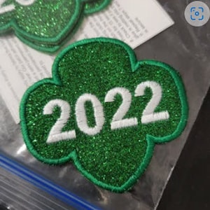 Trefoil Shape 3 inch size. Plain or personalized. Kelly Green no glitter mess. Iron on Patch GL295 image 3