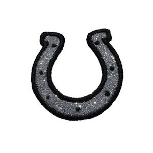 Herradura, Herradura Herradura 2", 3" o 4" Vaquero, Protector de color, Parche de brillo - Planchar o coser en vinilo - SIN GLITTER MESS GL212 4" (H)