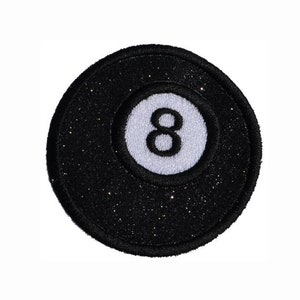 8 Ball Glitter Patch 3 Zoll Pool Patch Glitzer funkeln Bügelbild! GL87