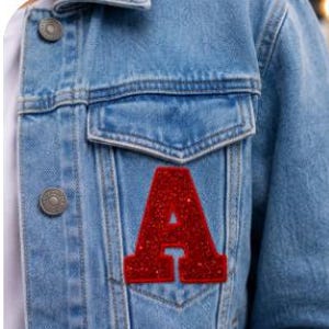 Glitter Varsity Letter Patch, Iron On Sew On Name, Letterman Jacket Apparel GL228 image 6
