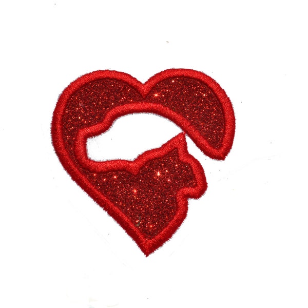 Animal Lover Dog and Cat Sparkle Embroidered Glitter Patch -  Iron or Sew on Vinyl - NO GLITTER MESS ! GL92