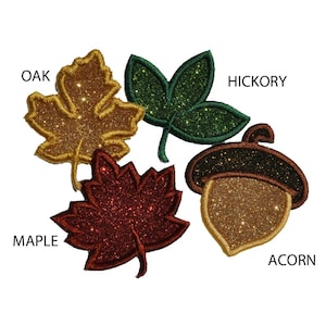 Fall Glitter Leaf Acorn Iron-On Patch – No Mess, 3-inch GL66
