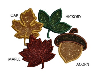 Fall Autumn Leaf or Acorn Glitter patches -  Iron On Option - NO GLITTER MESS !Choice of one in a variety of colors GL66