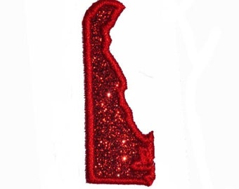 State of Delaware 2.5 or 4 inch custom color Sparkle Glitter Patch -  Iron or Sew on Vinyl - NO GLITTER MESS !