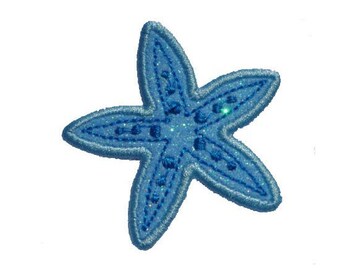 Sjöstjärna sjöstjärna snäckskal glitter lapp 7,5 cm bred - Stryk eller sy på vinyl - INGEN GLITTERKLÖRA! GL405
