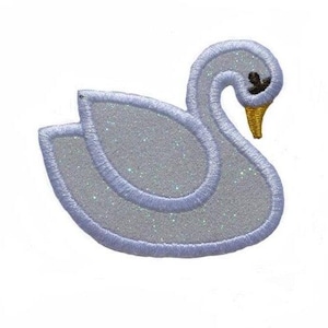 Swan Goose Duck Taube Trumpeter Sparkle Glitter Patch -  Iron or Sew on Vinyl Fabric - NO GLITTER MESS ! GL420