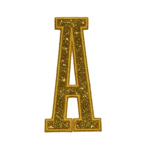 Letter Glitter Patch Varisty Athletic Narrow Glitter Sparkle Letter Patch Iron on patch Sew on patch Letterman Patch NO GLITTER MESS GL254