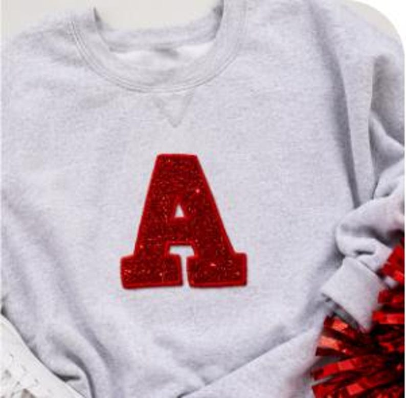 Glitter Varsity Letter Patch, Iron On Sew On Name, Letterman Jacket Apparel GL228 image 11