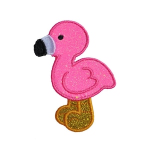 Flamingo Pink Glitter Patch Iron on Sparkle Glitter Patch Pink Flamingo Patch Glitter Flamingo  Iron or Sew on Vinyl NO GLITTER MESS ! GL80H