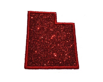 State of Utah 2.5 or 4 inch Sparkle Glitter Patch -  Iron or Sew on Vinyl - NO GLITTER MESS !