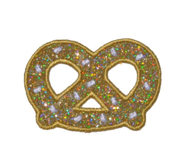 Pretzel 3 inch Sparkle Glitter Patch NO GLITTER MESS Iron or Sew on Vinyl GL356