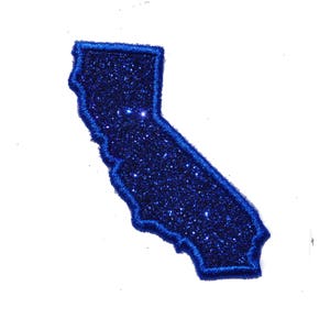 State of California 2.5 or 4 inch Sparkle Glitter Patch -  Iron or Sew on Vinyl - NO GLITTER MESS !