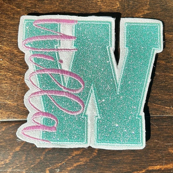 Varsity Letter Glitter Patch Glitter Letter Personalized iron on Patch Letterman custom embroidered name patch Glitter Patch HC14
