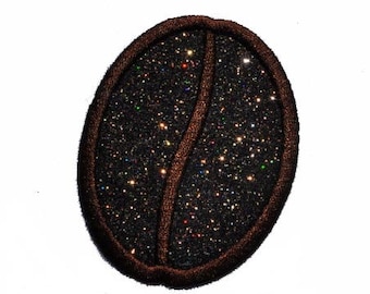 Coffee Bean Glitter Patch – Iron on Embroidered Patch Sew On, 3 inch  GL402