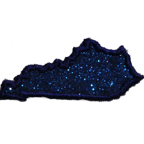 State of Kentucky 2.5 or 4 inch Sparkle Glitter Patch -  Iron or Sew on Vinyl - NO GLITTER MESS !